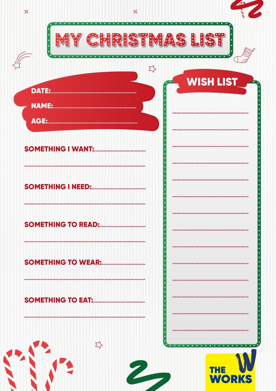 Free Printable Christmas Wishlist Template The Works